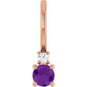 14K Rose Gold Natural Amethyst & .02 CT Natural Diamond Charm/Pendant