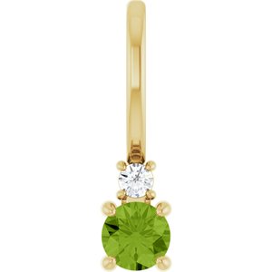 14K Yellow Gold Natural Peridot & .02 CT Natural Diamond Charm/Pendant
