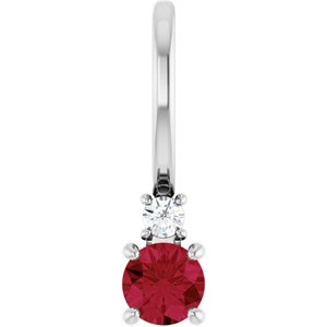 Sterling Silver Natural Ruby & .02 CT Natural Diamond Charm/Pendant