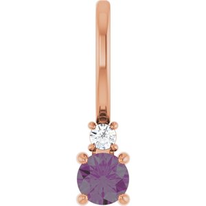 14K Rose Gold Lab-Grown Alexandrite & .02 CT Natural Diamond Charm/Pendant