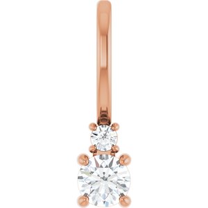 14K Rose Gold Natural White Sapphire & .02 CT Natural Diamond Charm/Pendant