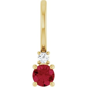 14K Yellow Gold Lab-Grown Ruby & .02 CT Natural Diamond Charm/Pendant