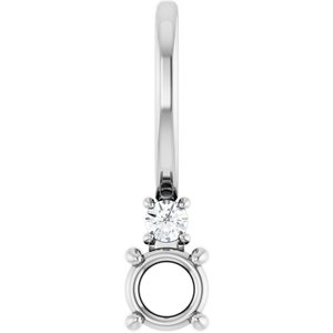 Platinum 3 mm Round .02 CT Natural Diamond Semi-Set Charm/Pendant – image 2