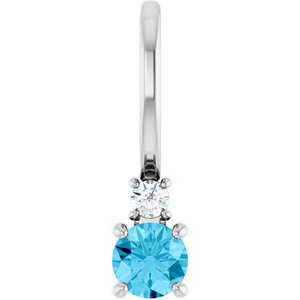 Platinum Natural Aquamarine & .02 CT Natural Diamond Charm/Pendant