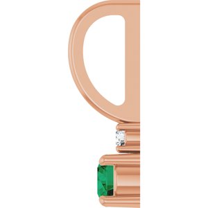 14K Rose Gold Lab-Grown Emerald & .02 CT Natural Diamond Charm/Pendant – image 3