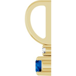 14K Yellow Gold Natural Blue Sapphire & .02 CT Natural Diamond Charm/Pendant – image 3