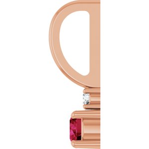 14K Rose Gold Lab-Grown Ruby & .02 CT Natural Diamond Charm/Pendant – image 3