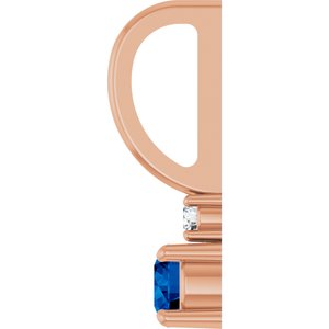 14K Rose Gold Lab-Grown Blue Sapphire & .02 CT Natural Diamond Charm/Pendant – image 3