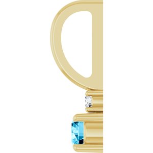 14K Yellow Gold Natural Aquamarine & .02 CT Natural Diamond Charm/Pendant – image 3