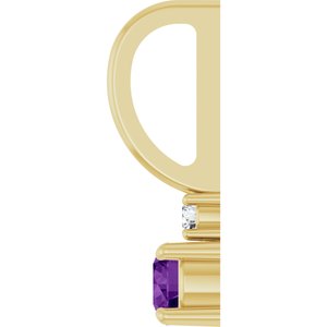 14K Yellow Gold Natural Amethyst & .02 CT Natural Diamond Charm/Pendant – image 3