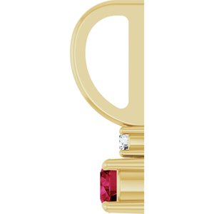 14K Yellow Gold Lab-Grown Ruby & .02 CT Natural Diamond Charm/Pendant – image 3