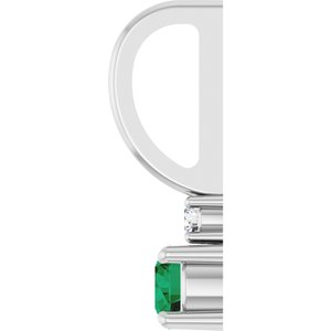 14K White Gold Lab-Grown Emerald & .02 CT Natural Diamond Charm/Pendant – image 3