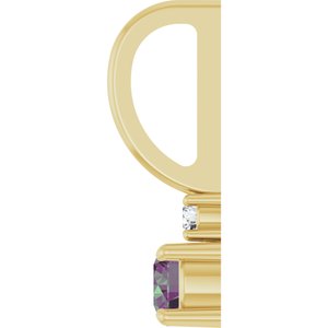 14K Yellow Gold Lab-Grown Alexandrite & .02 CT Natural Diamond Charm/Pendant – image 3