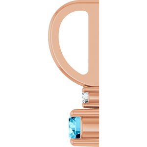 14K Rose Gold Natural Aquamarine & .02 CT Natural Diamond Charm/Pendant – image 3