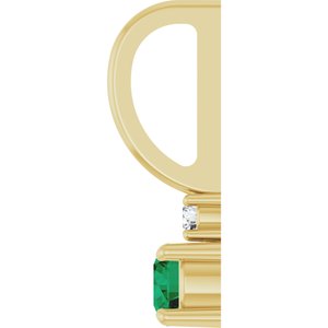 14K Yellow Gold Natural Emerald & .02 CT Natural Diamond Charm/Pendant – image 3