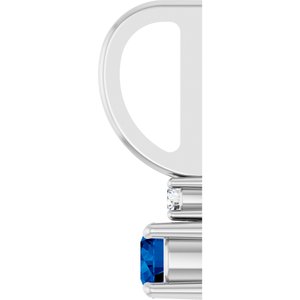 Platinum Lab-Grown Blue Sapphire & .02 CT Natural Diamond Charm/Pendant – image 3