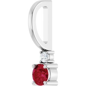 Sterling Silver Natural Ruby & .02 CT Natural Diamond Charm/Pendant – image 2