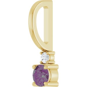 14K Yellow Gold Lab-Grown Alexandrite & .02 CT Natural Diamond Charm/Pendant – image 2