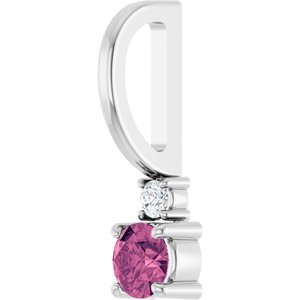 Sterling Silver Natural Pink Tourmaline & .02 CT Natural Diamond Charm/Pendant – image 2