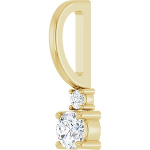 14K Yellow Gold Natural White Sapphire & .02 CT Natural Diamond Charm/Pendant – image 2