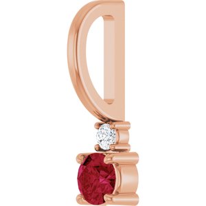 14K Rose Gold Natural Ruby & .02 CT Natural Diamond Charm/Pendant – image 2
