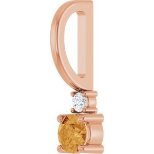 14K Rose Gold Natural Citrine & .02 CT Natural Diamond Charm/Pendant – image 2