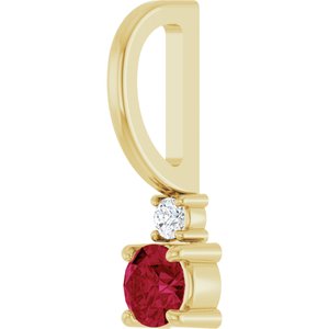 14K Yellow Gold Natural Ruby & .02 CT Natural Diamond Charm/Pendant – image 2