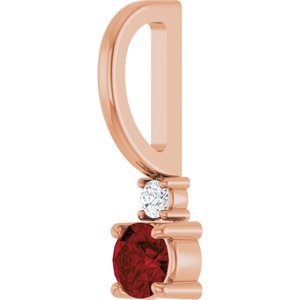 14K Rose Gold Natural Mozambique Garnet & .02 CT Natural Diamond Charm/Pendant – image 2
