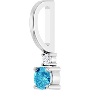 Sterling Silver Natural Blue Zircon & .02 CT Natural Diamond Charm/Pendant – image 2