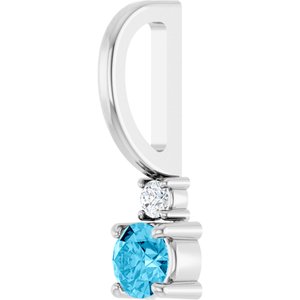 Sterling Silver Natural Aquamarine & .02 CT Natural Diamond Charm/Pendant – image 2