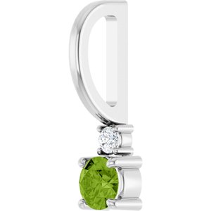 14K White Gold Natural Peridot & .02 CT Natural Diamond Charm/Pendant – image 2