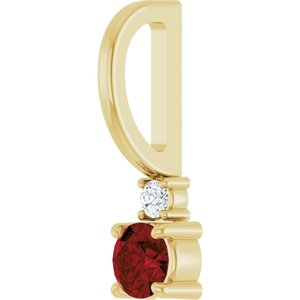 14K Yellow Gold Natural Mozambique Garnet & .02 CT Natural Diamond Charm/Pendant – image 2