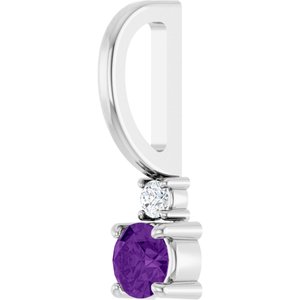 Platinum Natural Amethyst & .02 CT Natural Diamond Charm/Pendant – image 2