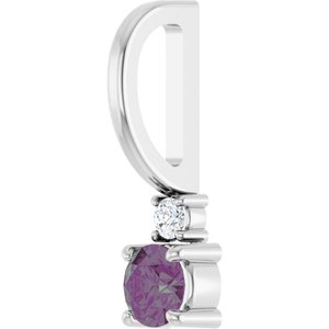 Platinum Lab-Grown Alexandrite & .02 CT Natural Diamond Charm/Pendant – image 2