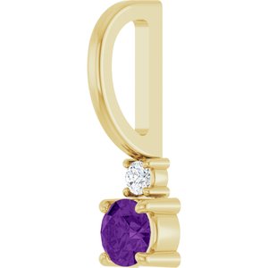 14K Yellow Gold Natural Amethyst & .02 CT Natural Diamond Charm/Pendant – image 2