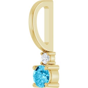 14K Yellow Gold Natural Aquamarine & .02 CT Natural Diamond Charm/Pendant – image 2