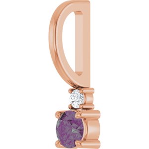 14K Rose Gold Lab-Grown Alexandrite & .02 CT Natural Diamond Charm/Pendant – image 2