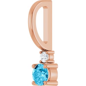 14K Rose Gold Natural Aquamarine & .02 CT Natural Diamond Charm/Pendant – image 2