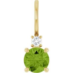 14K Yellow Gold Natural Peridot & .03 CT Natural Diamond Charm/Pendant