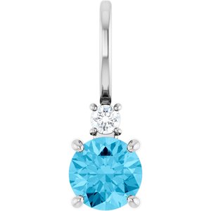 Sterling Silver Natural Aquamarine & .03 CT Natural Diamond Charm/Pendant