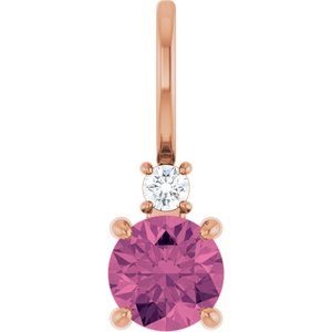 14K Rose Gold Natural Pink Tourmaline & .03 CT Natural Diamond Charm/Pendant