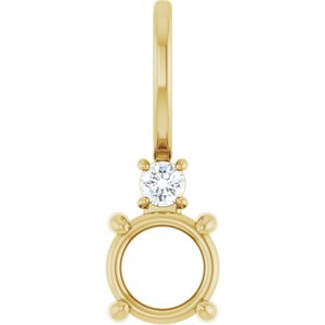 14K Yellow Gold 5 mm Round .03 CT Natural Diamond Semi-Set Charm/Pendant – image 2