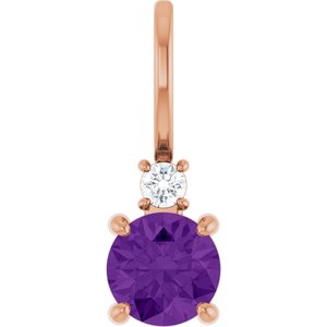 14K Rose Gold Natural Amethyst & .03 CT Natural Diamond Charm/Pendant