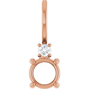 14K Rose Gold 5 mm Round .03 CT Natural Diamond Semi-Set Charm/Pendant – image 2