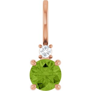 14K Rose Gold Natural Peridot & .03 CT Natural Diamond Charm/Pendant