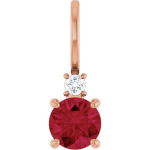 14K Rose Gold Lab-Grown Ruby & .03 CT Natural Diamond Charm/Pendant