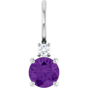 Platinum Natural Amethyst & .03 CT Natural Diamond Charm/Pendant