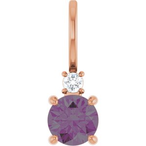 14K Rose Gold Lab-Grown Alexandrite & .03 CT Natural Diamond Charm/Pendant