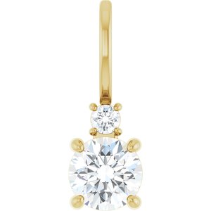 14K Yellow Gold 5 mm Round .03 CT Natural Diamond Semi-Set Charm/Pendant