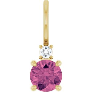 14K Yellow Gold Natural Pink Tourmaline & .03 CT Natural Diamond Charm/Pendant